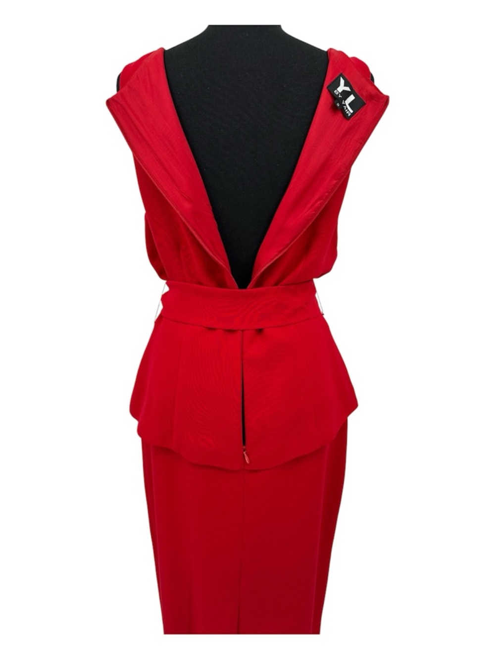 Vintage Red Sleeveless Dress with Peplum by YL by Yair Size 8 - Picture 5 of 9